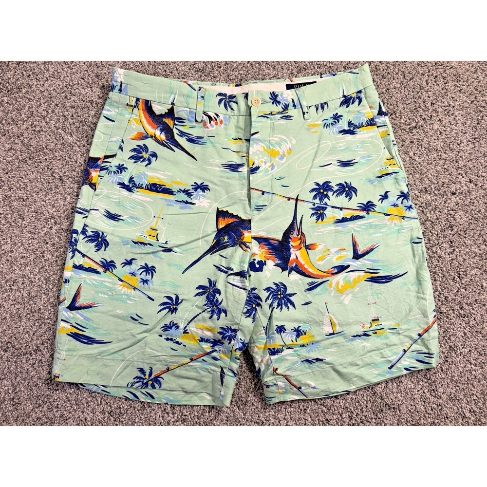 Polo Ralph Lauren Hawaiian Shorts All-Over Print Men's Size 32 Tropical Fish